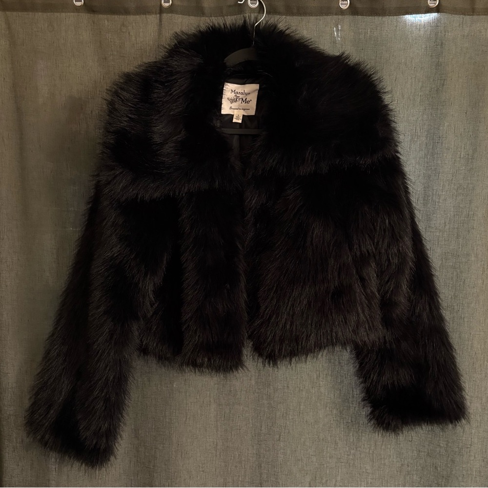 Black Faux Fur Jacket size small